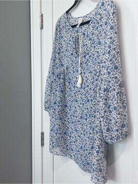 Canyon River Blues Blue Floral Boho Blouse XL